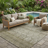 5' X 8' Beige And Brown Tribal Washable Indoor Outdoor Area Rug