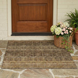 3' X 5' Brown And Chocolate Tribal Washable Indoor Outdoor Area Rug