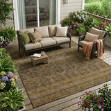 5' X 8' Brown And Chocolate Tribal Washable Indoor Outdoor Area Rug