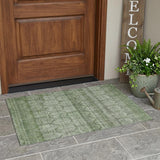 3' X 5' Sage And Green Tribal Washable Indoor Outdoor Area Rug