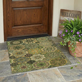 3' X 5' Green And Olive Green Patchwork Washable Indoor Outdoor Area Rug
