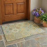 3' X 5' Gold And Green Patchwork Washable Indoor Outdoor Area Rug
