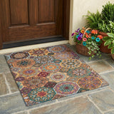 3' X 5' Orange And Rust Patchwork Washable Indoor Outdoor Area Rug
