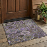 3' X 5' Purple And Graphite Patchwork Washable Indoor Outdoor Area Rug
