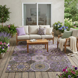5' X 8' Purple And Graphite Patchwork Washable Indoor Outdoor Area Rug