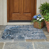 3' X 5' Denim Blue And Blue Abstract Washable Indoor Outdoor Area Rug