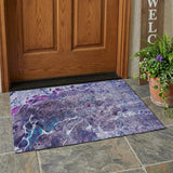 3' X 5' Plum And Purple Abstract Washable Indoor Outdoor Area Rug