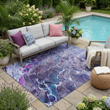 5' X 8' Plum And Purple Abstract Washable Indoor Outdoor Area Rug