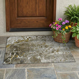 3' X 5' Pewter And Gray Abstract Washable Indoor Outdoor Area Rug