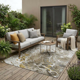 5' X 8' Pewter And Gray Abstract Washable Indoor Outdoor Area Rug