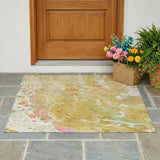 3' X 5' Gold And Wheat Abstract Washable Indoor Outdoor Area Rug