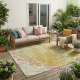 5' X 8' Gold And Wheat Abstract Washable Indoor Outdoor Area Rug