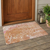3' X 5' Salmon And Orange Abstract Washable Indoor Outdoor Area Rug