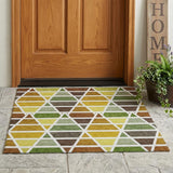 3' X 5' Brown And White Geometric Washable Indoor Outdoor Area Rug