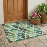 3' X 5' Green And White Geometric Washable Indoor Outdoor Area Rug