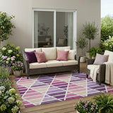 5' X 8' Pink And White Geometric Washable Indoor Outdoor Area Rug