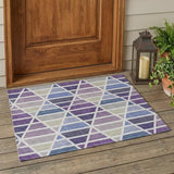 3' X 5' Plum And Purple Geometric Washable Indoor Outdoor Area Rug