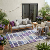 5' X 8' Plum And Purple Geometric Washable Indoor Outdoor Area Rug