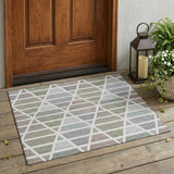 3' X 5' Taupe And Brown Geometric Washable Indoor Outdoor Area Rug