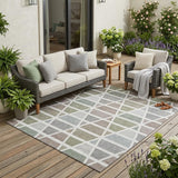 5' X 8' Taupe And Brown Geometric Washable Indoor Outdoor Area Rug