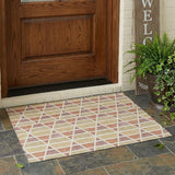 3' X 5' Copper And Orange Geometric Washable Indoor Outdoor Area Rug