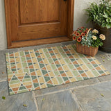 3' X 5' Fern Green And Green Geometric Washable Indoor Outdoor Area Rug