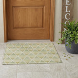 3' X 5' Sage And Green Geometric Washable Indoor Outdoor Area Rug