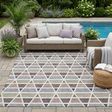5' X 8' Taupe And Brown Geometric Washable Indoor Outdoor Area Rug