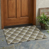 3' X 5' Brown And Pewter Geometric Washable Indoor Outdoor Area Rug