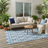 5' X 8' Blue And Silver Geometric Washable Indoor Outdoor Area Rug