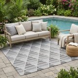 5' X 8' Gray And Silver Geometric Washable Indoor Outdoor Area Rug