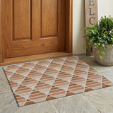3' X 5' Orange And Rust Geometric Washable Indoor Outdoor Area Rug