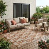 5' X 8' Orange And Rust Geometric Washable Indoor Outdoor Area Rug