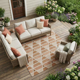 8' X 10' Orange And Rust Geometric Washable Indoor Outdoor Area Rug
