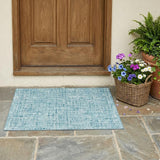 3' X 5' Aqua And Teal Blue Abstract Washable Indoor Outdoor Area Rug