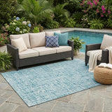 5' X 8' Aqua And Teal Blue Abstract Washable Indoor Outdoor Area Rug