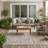 5' X 8' Beige And Brown Abstract Washable Indoor Outdoor Area Rug