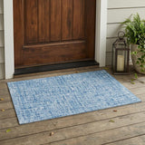 3' X 5' Blue And Denim Blue Abstract Washable Indoor Outdoor Area Rug