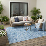 5' X 8' Blue And Denim Blue Abstract Washable Indoor Outdoor Area Rug