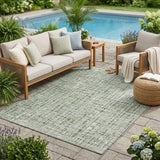 5' X 8' Green And Brown Abstract Washable Indoor Outdoor Area Rug