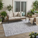5' X 8' Ivory And Gray Abstract Washable Indoor Outdoor Area Rug