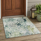 3' X 5' Mint Green And Green Abstract Washable Indoor Outdoor Area Rug