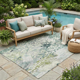 5' X 8' Mint Green And Green Abstract Washable Indoor Outdoor Area Rug