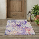 3' X 5' Purple And Lavender Abstract Washable Indoor Outdoor Area Rug