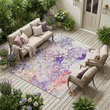 8' X 10' Purple And Lavender Abstract Washable Indoor Outdoor Area Rug