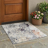 3' X 5' Pewter And Gray Abstract Washable Indoor Outdoor Area Rug