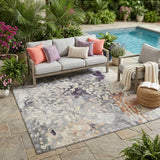5' X 8' Pewter And Gray Abstract Washable Indoor Outdoor Area Rug