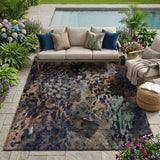5' X 8' Brown And Black Abstract Washable Indoor Outdoor Area Rug