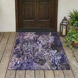3' X 5' Eggplant And Purple Abstract Washable Indoor Outdoor Area Rug