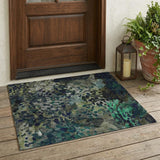 3' X 5' Olive Green And Green Abstract Washable Indoor Outdoor Area Rug